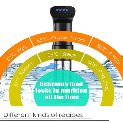 1800W Waterproof Vacuum Sous Vide Cooker Immersion Circulator Accurate Cooking with LED Digital Display Smart Slow Cooker Heater