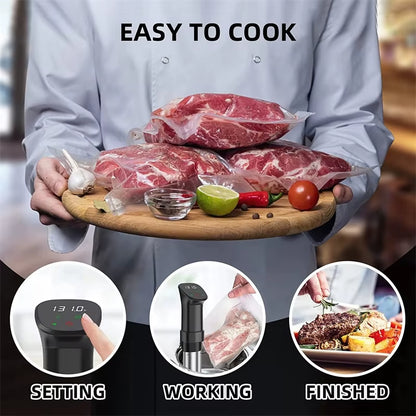 1800W Waterproof Vacuum Sous Vide Cooker Immersion Circulator Accurate Cooking with LED Digital Display Smart Slow Cooker Heater